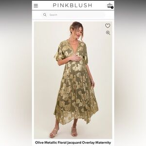 Pinkblush Olive Gold Floral Maxi Dress